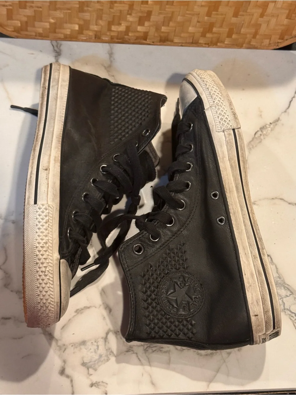 SOLD‼️Converse x John Varvatos CT Hi Leather Studded Embossed Black 145388C - Picture 2 of 10